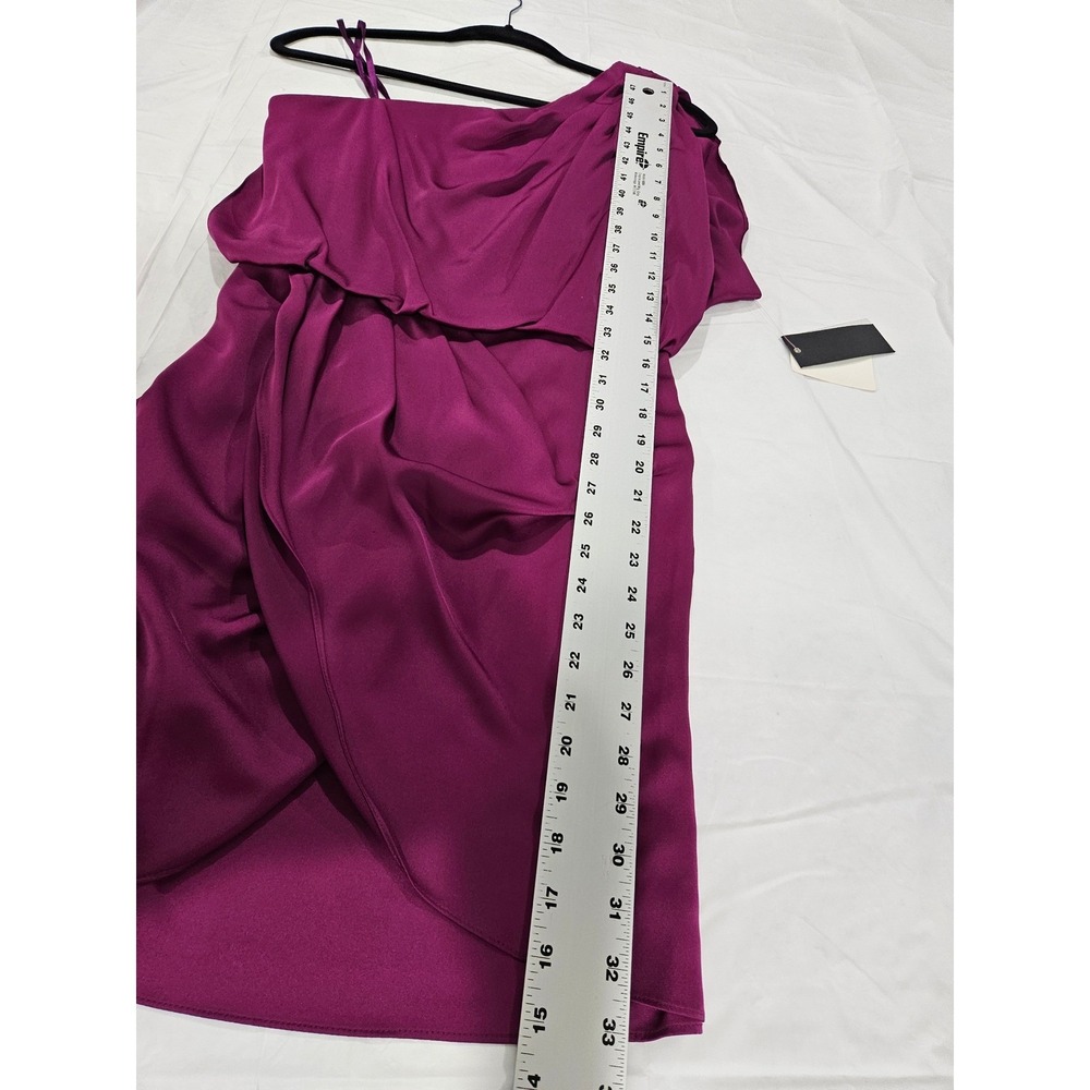 Aqua Womens One Shoulder Draped Satin Tulip Hem Cocktail Dress Plum Purple 6 - Picture 13 of 13